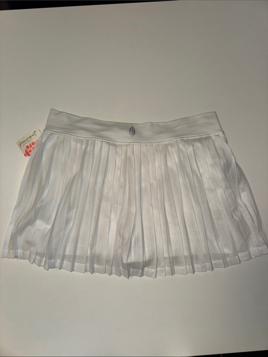 Free People Dresses & Skirts - Free People White Pleated High-Low Mini Skirt with Mesh Overlay
